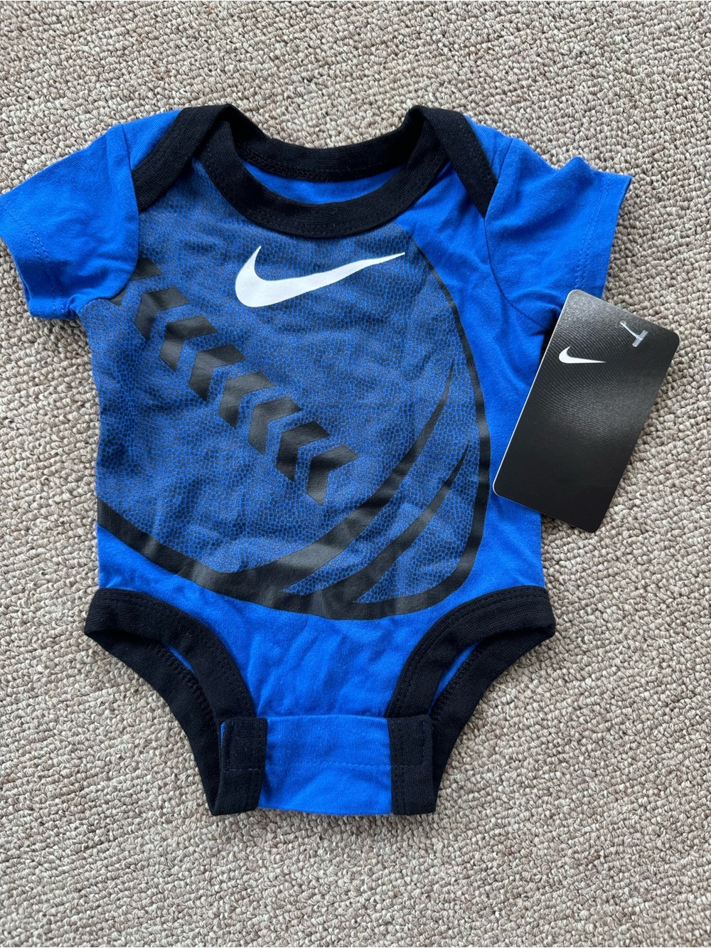 Nike Blue and Black Graphic Baby Bodysuit